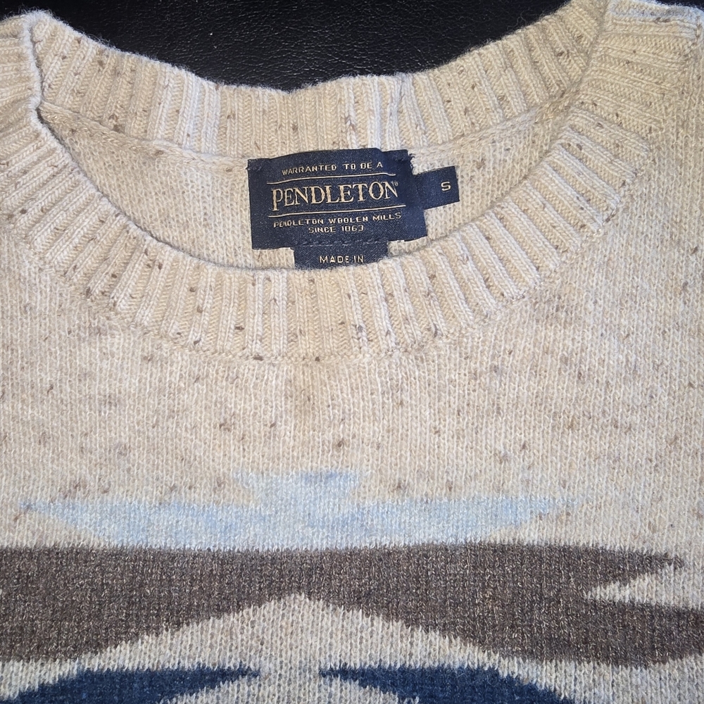 Pendleton Wool Sweater Beige Aztec Pattern - Picture 6 of 10